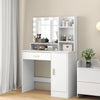 Dressing Table with Mirror and Lights Vanity Desk with 2 Large Drawer & Large Vertical Organizer Two Open Shelf Suitable for Bedroom