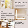 Makeup Vanity Desk with LED Mirror, 8 Drawers & Storage Shelves with Stool