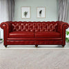 CARPANALLI 3 Seater Sofa Modern Style Leatherette Chesterfield Sofa with Wooden Leg's Button Tufted for Home & Living Room & Office