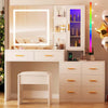 Makeup Vanity Desk with LED Mirror, 8 Drawers & Storage Shelves with Stool