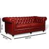 CARPANALLI 3 Seater Sofa Modern Style Leatherette Chesterfield Sofa with Wooden Leg's Button Tufted for Home & Living Room & Office