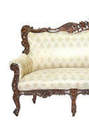 CARPANALLI Royal Heritage 5-Seater Sofa Set 3+1+1 Classic Carved Wooden Elegance Print Fabric Button Tufted Velvet Upholstery