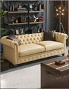 CARPANALLI 3 Seater Sofa Modern Style Leatherette Chesterfield Sofa with Wooden Leg's Button Tufted for Home & Living Room & Office