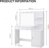 Dressing Table with Mirror and Lights Vanity Desk with 2 Large Drawer & Large Vertical Organizer Two Open Shelf Suitable for Bedroom