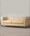 CARPANALLI 3 Seater Sofa Modern Style Leatherette Chesterfield Sofa with Wooden Leg's Button Tufted for Home & Living Room & Office