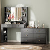 Modern Vanity Desk with Mirror & Lights, Storage Drawers and Adjustable Shelve