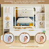 Modern Makeup Vanity Desk with LED Mirror, 3 Drawers & 2 Hidden Storage 4 Open Shelves