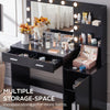 Dressing Table with Mirror and Lights Vanity Desk with 2 Large Drawer & Large Vertical Organizer Two Open Shelf Suitable for Bedroom