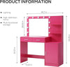 Dressing Table with Mirror and Lights Vanity Desk with 2 Large Drawer & Large Vertical Organizer Two Open Shelf Suitable for Bedroom