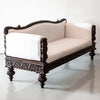 3 Seater Diwan Sofa Mango Wood Traditional Design Walnut Finish Luxury Look for Living Room Furniture