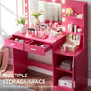 Dressing Table with Mirror and Lights Vanity Desk with 2 Large Drawer & Large Vertical Organizer Two Open Shelf Suitable for Bedroom