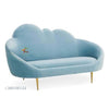 Carpanalli 2 Seater Sofa Velvet Febric Upholstered Cloud Shape Design with Metal Leg's Modern Sofa for Living Room/Guest Room (Sky-Blue)
