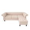 FAMOUS CRAFT 3 Seater Chesterfield Sofa with Chaise Lounge, Couches for Living Room, L-Shaped Couch with Ottoman, Sectional Couch for Small Living Room
