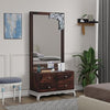 Dressing Table with Mirror and Lights Vanity Desk with 2 Large Drawer & Large Vertical Organizer Two Open Shelf Suitable for Bedroom