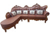 CARPANALLI Wooden L- Shape 5 Seater Sofa Teakwood With Cushion Leatherette Hand-Carved Sofa Upholstery Modern Corner Design