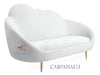 Carpanalli 2 Seater Sofa Velvet Febric Upholstered Cloud Shape Design with Metal Leg's Modern Sofa for Living Room/Guest Room (White)