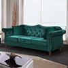 Carpanalli Chesterfield Sofa Set Velvet Tufted Button Design Uphlostered, Gold Metal Legs for Living Room & Bedroom