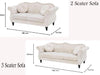 Carpanalli Chesterfield Sofa Set Velvet Tufted Button Design Uphlostered, Gold Metal Legs for Living Room & Bedroom