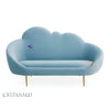 Carpanalli 2 Seater Sofa Velvet Febric Upholstered Cloud Shape Design with Metal Leg's Modern Sofa for Living Room/Guest Room (Sky-Blue)