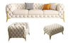 Carpanalli Chesterfield Sofa Set Velvet Tufted Button Design Uphlostered, Gold Metal Legs for Living Room & Bedroom
