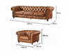 Carpanalli Chesterfield Sofa Set Velvet Tufted Button Design Uphlostered, Gold Metal Legs for Living Room & Bedroom