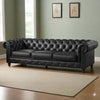 CARPANALLI 3 Seater Sofa Modern Style Leatherette Chesterfield Sofa with Wooden Leg's Button Tufted for Home & Living Room & Office