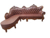 CARPANALLI Wooden L- Shape 5 Seater Sofa Teakwood With Cushion Leatherette Hand-Carved Sofa Upholstery Modern Corner Design