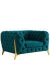 Carpanalli Chesterfield Sofa Set Velvet Tufted Button Design Uphlostered, Gold Metal Legs for Living Room & Bedroom