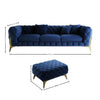 Carpanalli Chesterfield Sofa Set Velvet Tufted Button Design Uphlostered, Gold Metal Legs for Living Room & Bedroom
