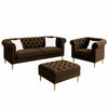 Carpanalli Chesterfield Sofa Set Velvet Tufted Button Design Uphlostered, Gold Metal Legs for Living Room & Bedroom