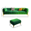 Carpanalli 3+1=4 Seater and one footrest Chesterfield Sofa Set with Footrest | Luxury Engineered Wood & Premium Fabric | Modern Classic Sofa for Home, Living Room & Office Green A