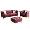 Carpanalli Chesterfield Sofa Set Velvet Tufted Button Design Uphlostered, Gold Metal Legs for Living Room & Bedroom