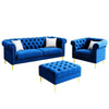 Carpanalli Chesterfield Sofa Set Velvet Tufted Button Design Uphlostered, Gold Metal Legs for Living Room & Bedroom