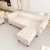 FAMOUS CRAFT 3 Seater Chesterfield Sofa with Chaise Lounge, Couches for Living Room, L-Shaped Couch with Ottoman, Sectional Couch for Small Living Room