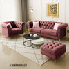 Carpanalli Chesterfield Sofa Set Velvet Tufted Button Design Uphlostered, Gold Metal Legs for Living Room & Bedroom