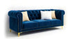 Carpanalli Chesterfield Sofa Set Velvet Tufted Button Design Uphlostered, Gold Metal Legs for Living Room & Bedroom
