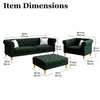 Carpanalli Chesterfield Sofa Set Velvet Tufted Button Design Uphlostered, Gold Metal Legs for Living Room & Bedroom