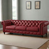 CARPANALLI 3 Seater Sofa Modern Style Leatherette Chesterfield Sofa with Wooden Leg's Button Tufted for Home & Living Room & Office