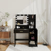 Dressing Table with Mirror and Lights Vanity Desk with 2 Large Drawer & Large Vertical Organizer Two Open Shelf Suitable for Bedroom