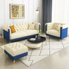 Carpanalli Chesterfield Sofa Set Velvet Tufted Button Design Uphlostered, Gold Metal Legs for Living Room & Bedroom