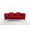 Carpanalli Chesterfield Sofa Set Velvet Tufted Button Design Uphlostered, Gold Metal Legs for Living Room & Bedroom