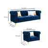 Carpanalli Chesterfield Sofa Set Velvet Tufted Button Design Uphlostered, Gold Metal Legs for Living Room & Bedroom