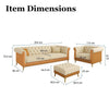 Carpanalli Chesterfield Sofa Set Velvet Tufted Button Design Uphlostered, Gold Metal Legs for Living Room & Bedroom