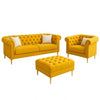 Carpanalli Chesterfield Sofa Set Velvet Tufted Button Design Uphlostered, Gold Metal Legs for Living Room & Bedroom