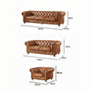 Carpanalli Chesterfield Sofa Set Velvet Tufted Button Design Uphlostered, Gold Metal Legs for Living Room & Bedroom