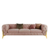 Carpanalli Chesterfield Sofa Set Velvet Tufted Button Design Uphlostered, Gold Metal Legs for Living Room & Bedroom