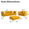 Carpanalli Chesterfield Sofa Set Velvet Tufted Button Design Uphlostered, Gold Metal Legs for Living Room & Bedroom