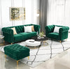 Carpanalli Chesterfield Sofa Set Velvet Tufted Button Design Uphlostered, Gold Metal Legs for Living Room & Bedroom