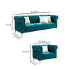 Carpanalli Chesterfield Sofa Set Velvet Tufted Button Design Uphlostered, Gold Metal Legs for Living Room & Bedroom
