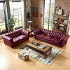 Carpanalli 3+2 = 5 Seater Sofa Leatherette Chesterfield with Wooden Leg's Sofa Contemporary Comfort for Home & Office